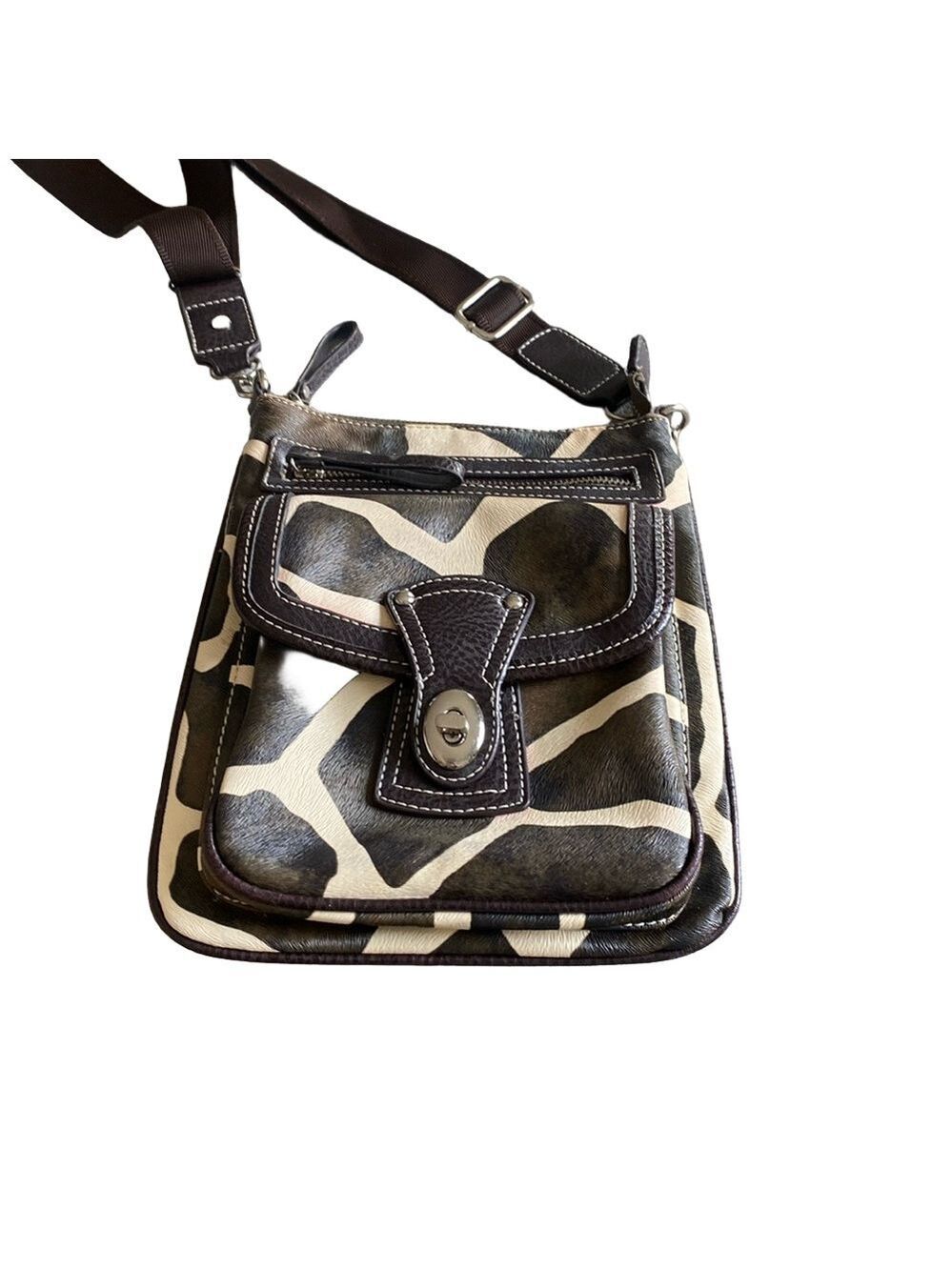 🖐 Giraffe Print Crossbody Bag brown and beige vegan
